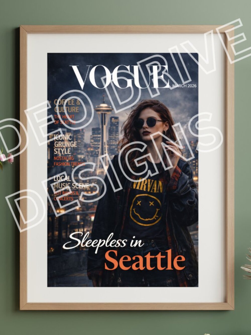 Vogue Inspired Seattle Fashion Wall Art Print 11x17 Unframed